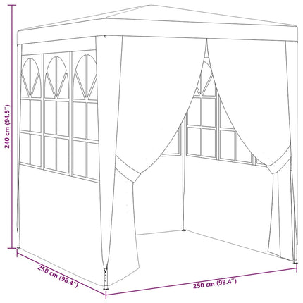 Professionellt partytält med väggar 2,5x2,5 m grön 90 g/m²