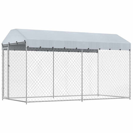 Hundgård för utomhusbruk med tak 382x192x225 cm