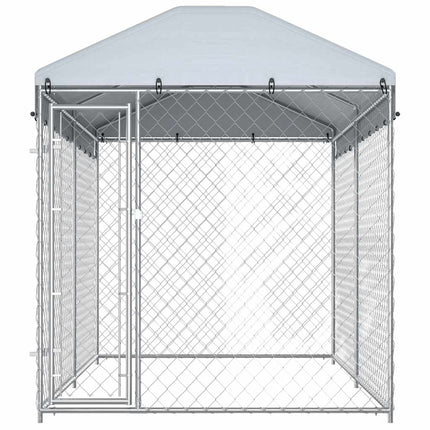 Hundgård för utomhusbruk med tak 382x192x225 cm