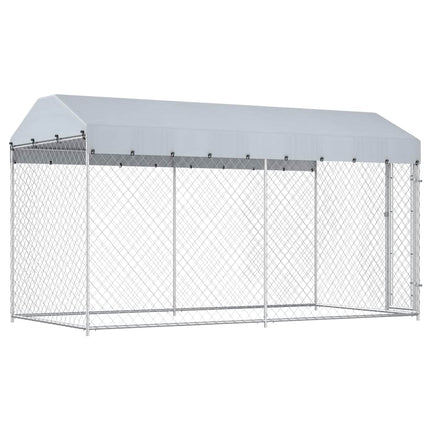 Hundgård för utomhusbruk med tak 382x192x225 cm