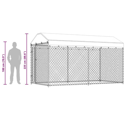 Hundgård för utomhusbruk med tak 382x192x225 cm