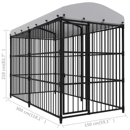 Hundgård för utomhusbruk med tak 300x150x210 cm
