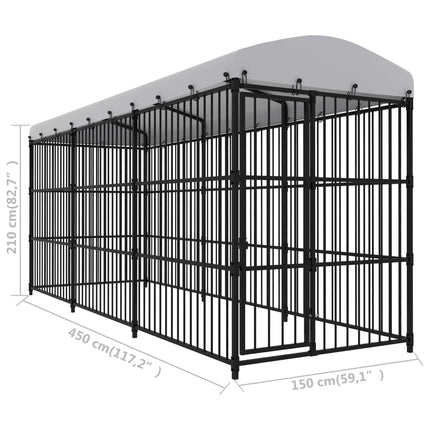 Hundgård för utomhusbruk med tak 450x150x210 cm