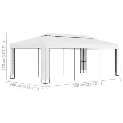 Paviljong med dubbeltak 3x6 m vit