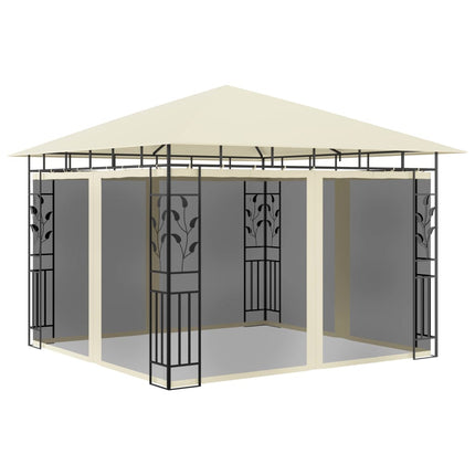 Paviljong med myggnät 3x3x2,73 m gräddvit 180 g/m²
