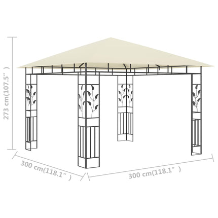 Paviljong med myggnät 3x3x2,73 m gräddvit 180 g/m²