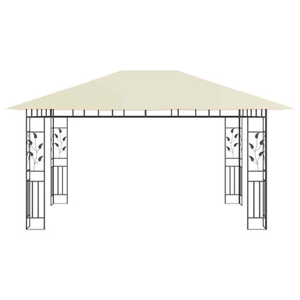 Paviljong med myggnät 4x3x2,73 m gräddvit 180 g/m²