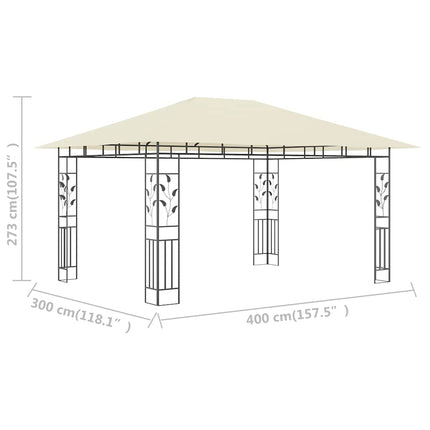 Paviljong med myggnät 4x3x2,73 m gräddvit 180 g/m²