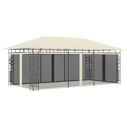 Paviljong med myggnät 6x3x2,73 m gräddvit