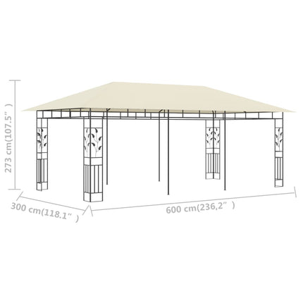 Paviljong med myggnät 6x3x2,73 m gräddvit