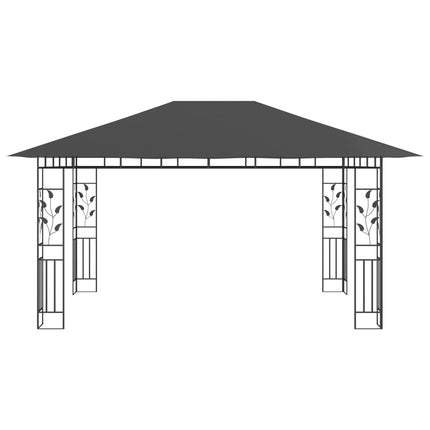 Paviljong med myggnät 4x3x2,73 m antracit 180 g/m²