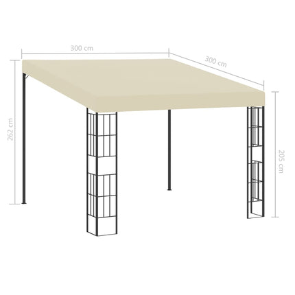 Väggmonterad paviljong 3x3 m gräddvit tyg