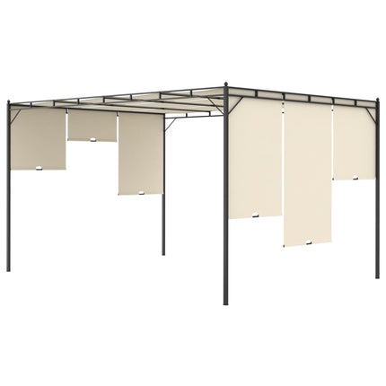 Trädgårdspaviljong med draperier 4x3x2,25 m gräddvit