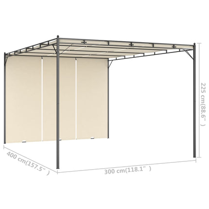 Trädgårdspaviljong med draperier 4x3x2,25 m gräddvit