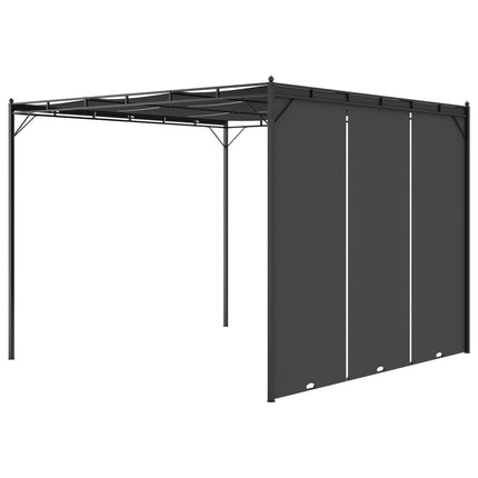 Trädgårdspaviljong med draperier 3x3x2,25 m antracit