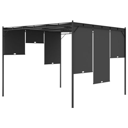 Trädgårdspaviljong med draperier 3x3x2,25 m antracit