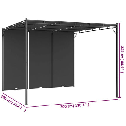 Trädgårdspaviljong med draperier 3x3x2,25 m antracit