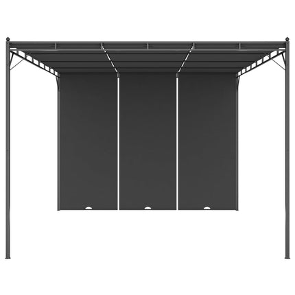 Trädgårdspaviljong med draperier 4x3x2,25 m antracit