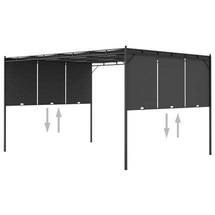 Trädgårdspaviljong med draperier 4x3x2,25 m antracit