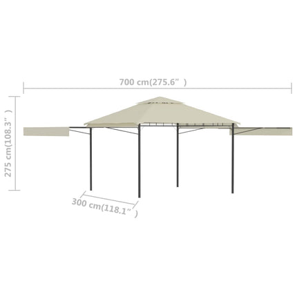 Paviljong med förlängda tak 3x3x2,75 m gräddvit 180 g/m²