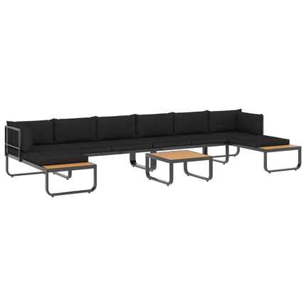 Hörnsoffa set med dynor 5 delar aluminium och WPC