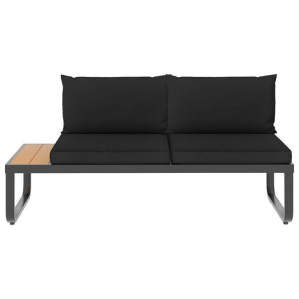 Hörnsoffa set med dynor 5 delar aluminium och WPC