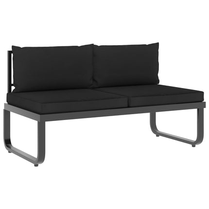 Hörnsoffa set med dynor 5 delar aluminium och WPC