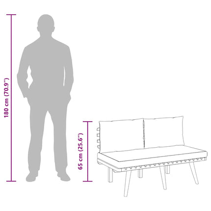 Trädgårdsbänk med dynor 115 cm massivt akaciaträ