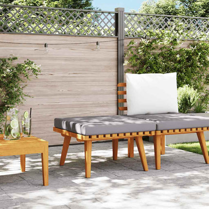 Fotpall för trädgården med dyna 60x60x29 cm massiv akacia
