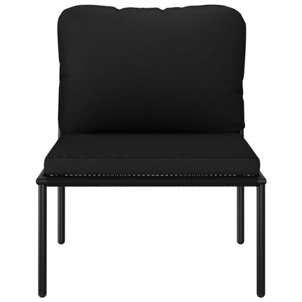 Loungegrupp för trädgården med dynor 5 delar svart PVC