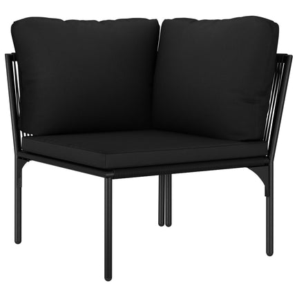 Loungegrupp för trädgården med dynor 6 delar svart PVC