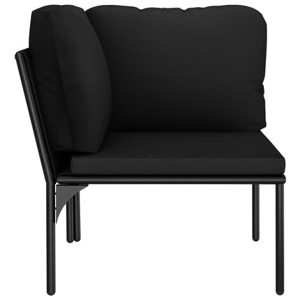 Loungegrupp för trädgården med dynor 6 delar svart PVC
