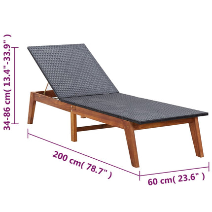 Solsäng med bord konstrotting och massivt akaciaträ