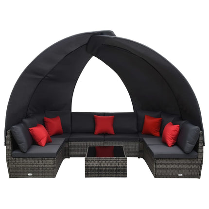 Loungegrupp 9 delar med tak konstrotting antracit