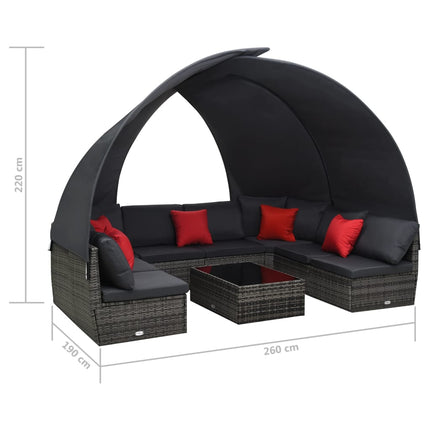 Loungegrupp 9 delar med tak konstrotting antracit