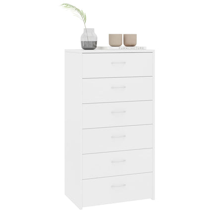 Skänk med 6 lådor vit 50x34x96 cm konstruerat trä