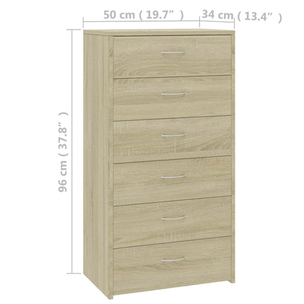 Skänk med 6 lådor sonoma-ek 50x34x96 cm konstruerat trä