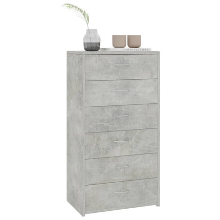 Skänk med 6 lådor betonggrå 50x34x96 cm konstruerat trä