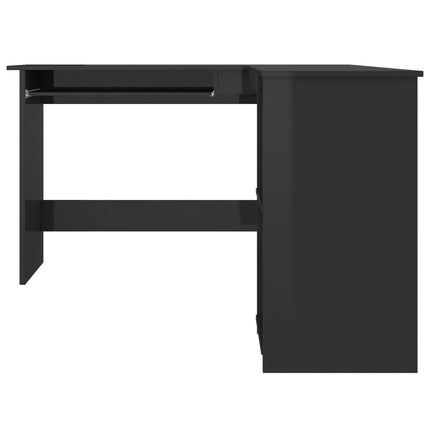 Skrivbord L-format svart högglans 120x140x75 cm konstruerat trä