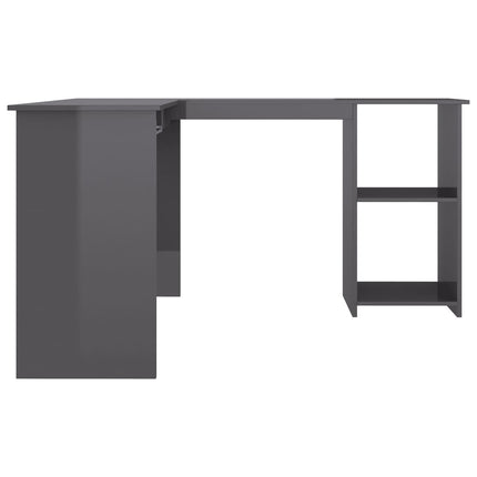 Skrivbord L-format grå högglans 120x140x75 cm konstruerat trä