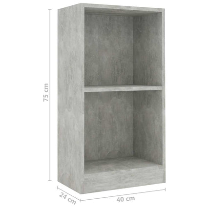 Bokhylla betonggrå 40x24x75 cm konstruerat trä