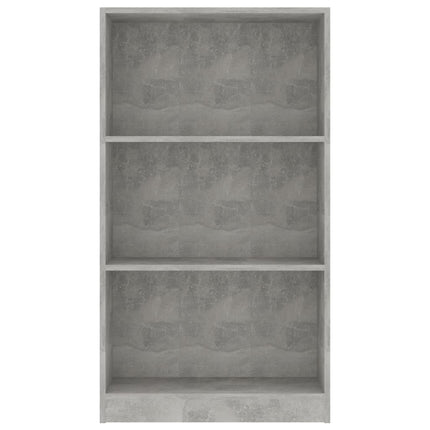 Bokhylla 3 hyllor betonggrå 60x24x109 cm konstruerat trä