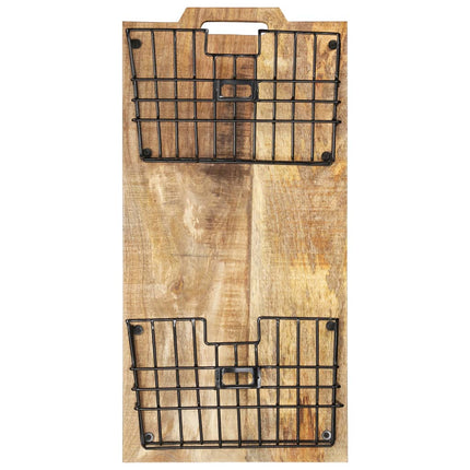 Väggmonterat tidningsställ 33x10x67 cm massivt grovt mangoträ