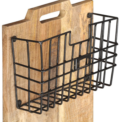 Väggmonterat tidningsställ 33x10x67 cm massivt grovt mangoträ