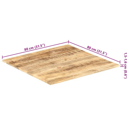 Bordsskiva i massivt mangoträ 15-16 mm 80x80 cm