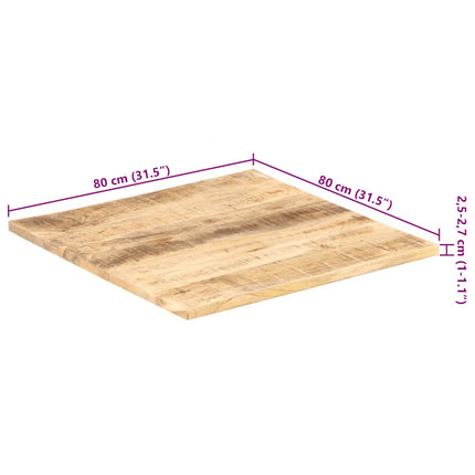 Bordsskiva i massivt mangoträ 25-27 mm 80x80 cm