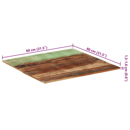 Fyrkantig bordsskiva 80x80 cm 15-16 mm massivt återvunnet trä