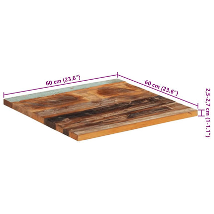 Fyrkantig bordsskiva 60x60 cm 25-27 mm massivt återvunnet trä