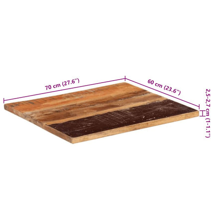 Rektangulär bordsskiva 60x70 cm 25-27 mm massivt återvunnet trä