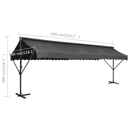 Fristående markis 600x300 cm antracit